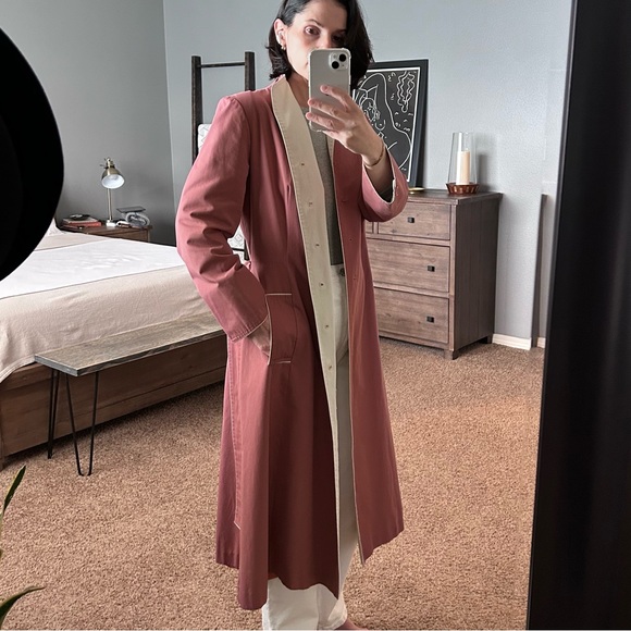 Vintage 60’s-70’s | Rain Shedder | Dusty Rose Midi Length Trench-Coat | Size S - Picture 2 of 10